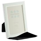 Sixtrees Kew White enamel and silver plate Art Deco 6x4 inch photo frame.