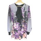 Clover Canyon Romper Size Large Womens Black Purple Floral Ruffle Long Sleeve