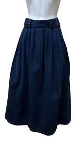 Vintage High Waist Midi Flare Full Circle Denim Jean Skirt Modest Made in USA - Picture 1 of 11