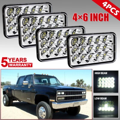 Faros LED 4X6" Hi Lo Beam aptos para camioneta Chevrolet C10 C20 K10 K20 R10 R20 Foto 1 de 4