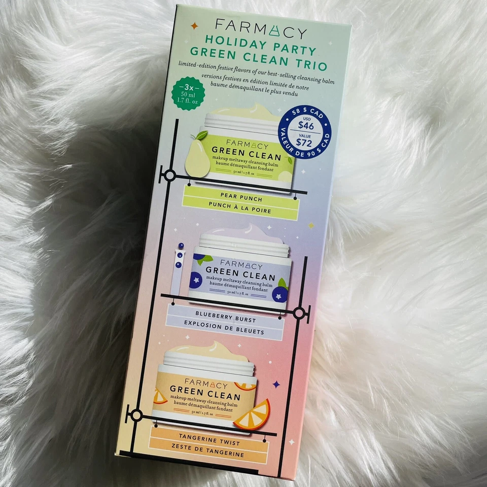 FARMACY Holiday Party Green Clean Trio Cleansing Balm Pear Blueberry Tangerine
