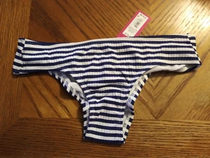 Xhilaration Size S (0-2) Navy & White Stripe Bikini Bathing Suit Bottom Cheeky - Picture 1 of 8
