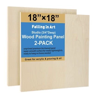 Unfinished Birch Wood Panels Kit for Painting Wooden Canvas 2 Pack of 18 x18 ... - Picture 1 of 6