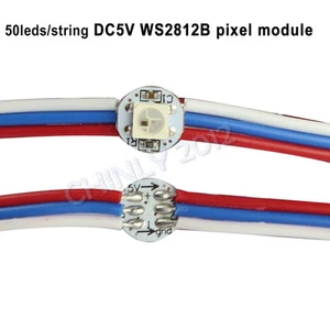 WS2812B 50 leds /string WS2812 Pre-wired leds LED Chip & Heatsink 10cm RGB Wire - Picture 1 of 10