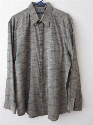 Jhane Barnes Brown Multi Button Up Men Shirt L - Image 1 of 2