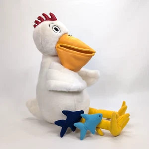 Vintage IKEA FÄ Pelican Plush 14” RARE Soft Toy White Bird Yellow Beak With Fish - Foto 1 di 6
