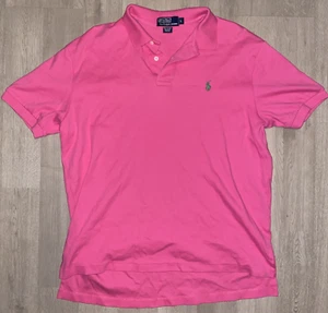 Ralph Lauren Polo Shirt Large Pink Golf Casual Classic Knit Green PONY - Picture 1 of 11