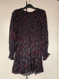 black and multicolour floral miss selfridge smocked dress - Picture 1 of 7
