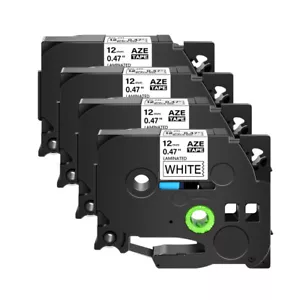 4PK 12mm Label Tape For Brother P-Touch Cube H110 TZ-231 TZe-231 Black on White - Picture 1 of 12