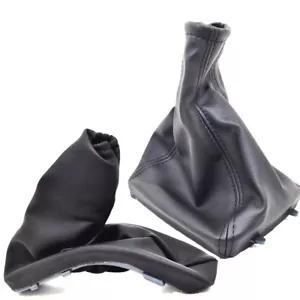 HANDBRAKE + GEAR SHIFT STICK BOOT GAITER BLACK LEATHER VAUXHALL OPEL ASTRA G P58 - Picture 1 of 4