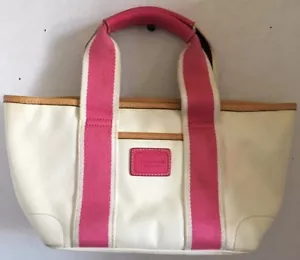 COACH Hamptons Weekend Mini Tote Bag XXX-6268 Pink & Cream - Picture 1 of 7