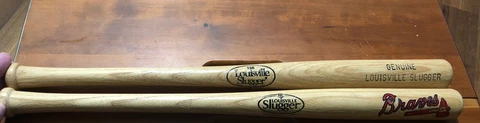 2-Two Mini Wood Baseball Bat 18" Louisville Slugger Braves & LS ~ L@@K Cover