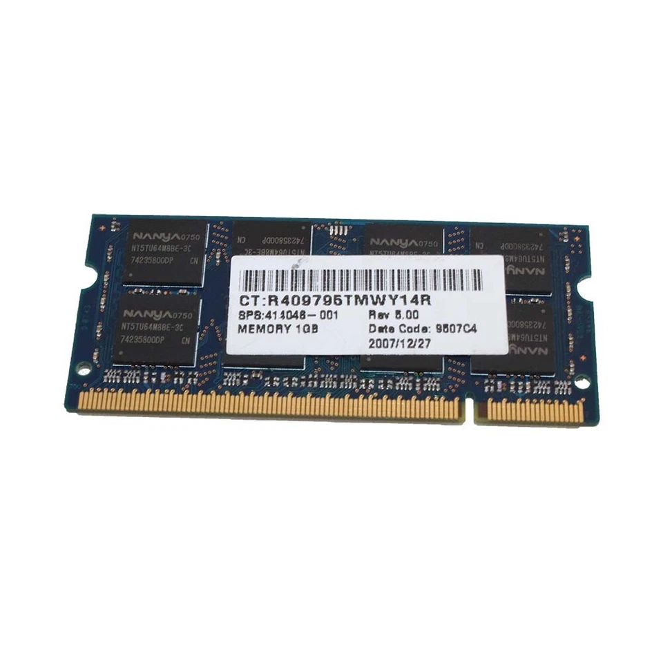 1GB SODIMM 2Rx8 DDR2 PC2-5300 667MHz (200 Pin) Memory - 414048-001 - Image 1 of 1