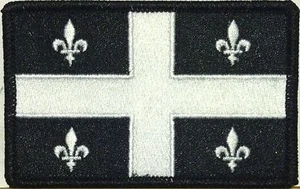 Quebec Flagge Aufnäher mit Haken Klebeverschluss Militär Taktisch Schwarz & Weiß #4 - Bild 1 von 1