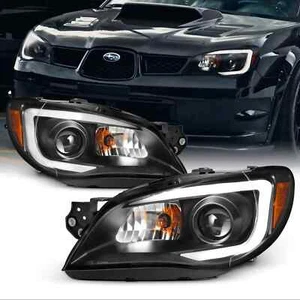 Juego de faros proyectores LED DRL negros para Subaru Impreza WRX Outback 2006-2007 - Imagen 1 de 8