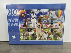 NEW Paws Party in the Park JIGSAW Puzzle 1000 Pieces Page Publications DOGS CATS - Picture 1 of 7