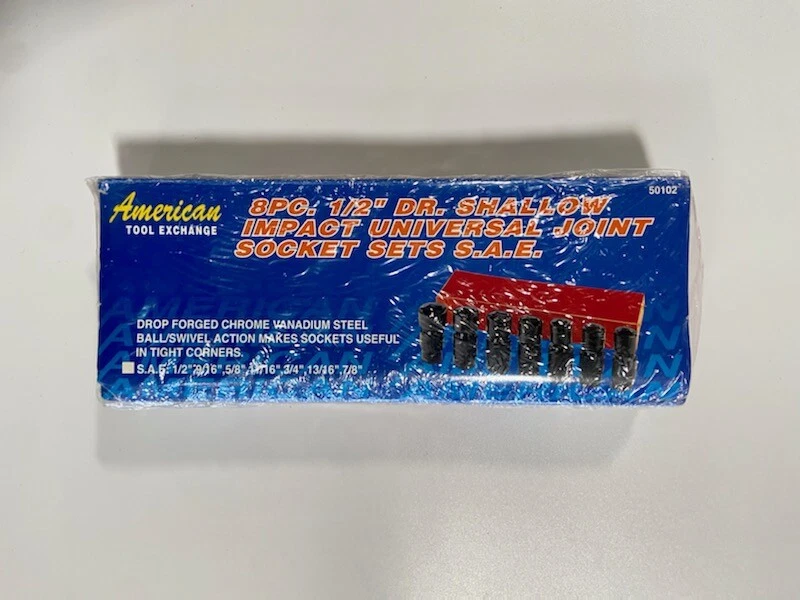 8pc 1/2" DR. Shallow Impact Universal Joint Socket Set (SAE) - Image 1 of 1