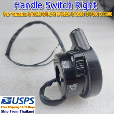 Interruptor de manija derecho para Yamaha DT125 DT175 DT250 DT360 DT400 XT250 Stop Run Foto 1 de 4