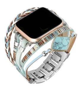Apple Watch Band Only 38mm 40mm 41mm Bangle Type Turquoise Color - Zdjęcie 1 z 4