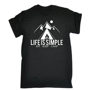 Life Is Simple Eat Sleep Camp T-SHIRT Hiking Camping Tent Funny Gift Birthday - Picture 1 of 9