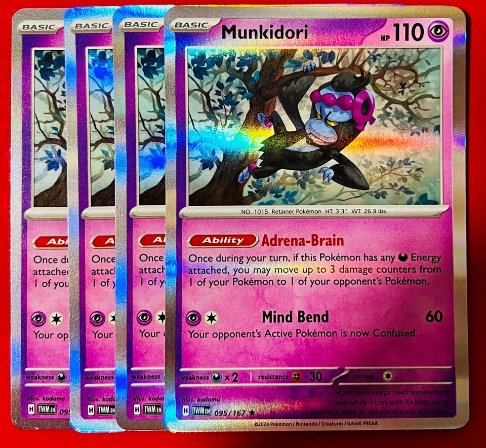 4x Munkidori 095/167 Pokémon TCG Twilight Masquerade NM Playset Lot Holo Rare - Image 1 of 1