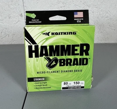KastKing Hammer Braid Fishing Line Chartreuse 80 Lbs 150 Yds NEW! - Image 1 of 4