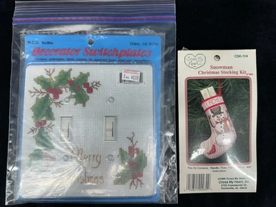 Lote de kit de ponto cruz de Natal placa de comutação e estoque de boneco de neve (conjunto de 2) - Imagem 1 de 4