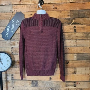 Rock & Republic Herren Pullover marmoriert Mock-Neck weinrot Gr. M - Bild 1 von 12