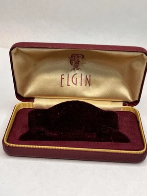 Vintage 1940’s Elgin Watch Presentation Box Leather Velvet De Luxe Display SLC - Image 1 of 4