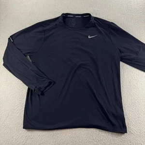 Nike Running Dri-FIT Camisa Manga Larga Para Hombre Negra Top Atlético Reflectante Gimnasio - Imagen 1 de 8