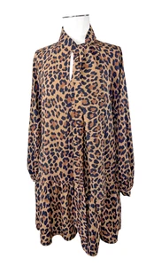 RE$298 Vestido Kate Spade New York Estampado Leopardo Cuello Atado MINI Para Mujer Pequeño” - Imagen 1 de 8