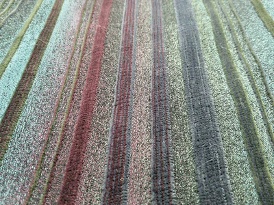 Raised Velvet Stripe Purple Olive Gray Turquoise 51 x44 +16 x 26 Knit Backing - Image 1 of 4