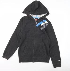 Puma Boys Black Full Zip Hoodie Size 14 Graphic Print - Picture 1 of 12