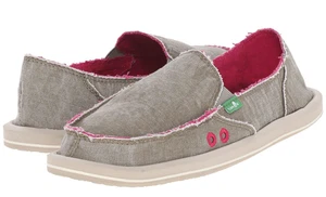 Sanuk "Donna Distressed" Canvas Slipper grau mit rosa - SWF11137 - Größe 6 - NEU - Bild 1 von 2