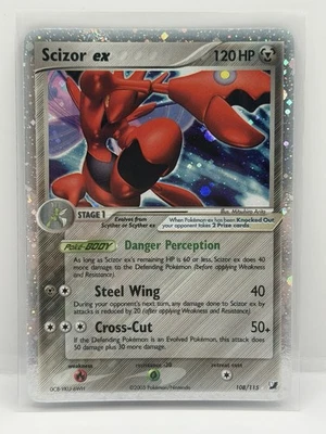 SCIZOR EX 2005 POKEMON EX UNSEEN FORCES RARE HOLO 108/115 Q5276 - Image 1 of 2