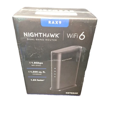 Netgear Nighthawk AX1800 WiFi 6 Router 1.8Gbps RAX9 1,500 sq ft coverage - Image 1 of 4