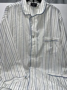 Vintage Christian Dior Monsieur Herren LS Pyjama Set Gestreift Kordelzug Taille XLG - Bild 1 von 15