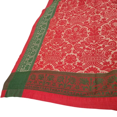 Williams Sonoma Christmas Jacquard  Tablecloth Madison 70x100 Red Green Linen - Image 1 of 4