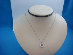 1.44 Carat Natural Peach Morganite and Diamonds 925 Sterling Silver Pendant N797 - Picture 1 of 4