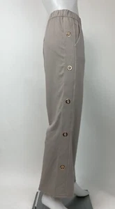 Soft Surroundings Size Medium Soft Haana Pants Pebble Taupe Grommets Wide Leg - Picture 1 of 7