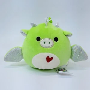 Squishmallows Desmond Drache Valentinstag Schlüsselanhänger Clip Plüsch 3,5 Zoll grüne Flügel - Bild 1 von 8