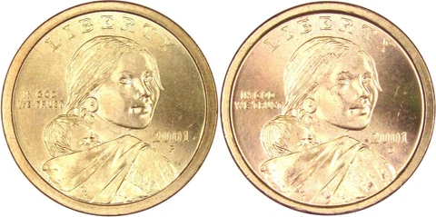 2001 P&D Sacagawea Native American Dollar 2 Coin Set BU Uncirculated $1 Cover