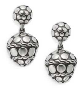 NEW! JOHN HARDY DOT STERLING SILVER SMALL DROP EARRINGS/ $450 - Picture 1 of 3