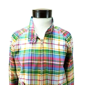 Chaqueta a cuadros Lauren Active LRL con cremallera completa rosa azul verde pequeña L PL $159 - Imagen 1 de 7