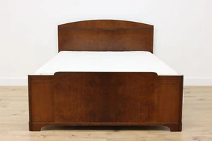 Art Deco Vintage Walnut & Burl Full Size Bed #51006 - Picture 1 of 9