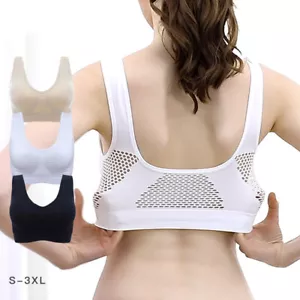 Vest Bra with Chest Pad Wire Free Solid Color Women Seamless Sports Bra Z - Picture 1 of 24