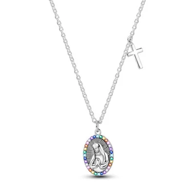 MULA Original AAA CZ Virgin Cross Pendant Necklace For Women 925 Silver Plated - Image 1 of 4