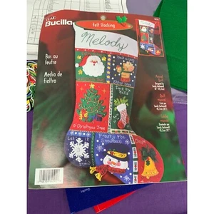 Plaid Bucillla Felt Stocking in 18 inch Musical Quilt Style 84591 ~ Started ~ - Picture 1 of 11