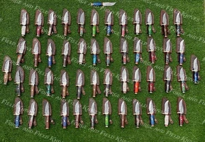 Juego de 30 cuchillos de camping y caza hechos a mano personalizados de acero Damasco de 6" - de EE. UU. - Imagen 1 de 9