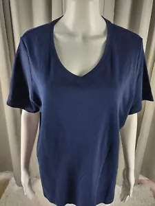 Kim Rogers Women's Curvy Short Sleeve Crew Neck Blue 100% Cotton T-Shirt Size 1X - Picture 1 of 8
